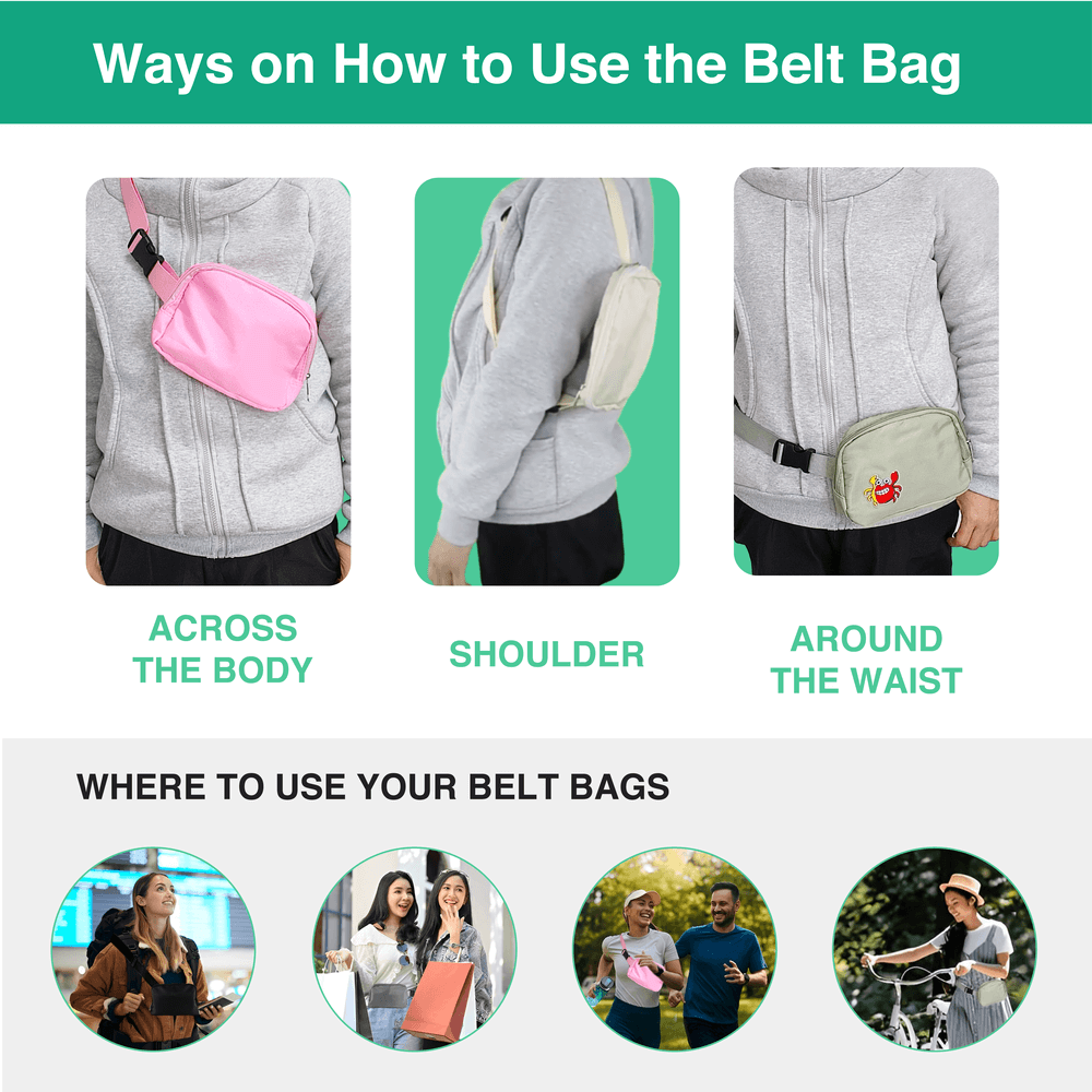 Functional Everyday Belt Bag, Crossbody Belt Bag with 11 Colors