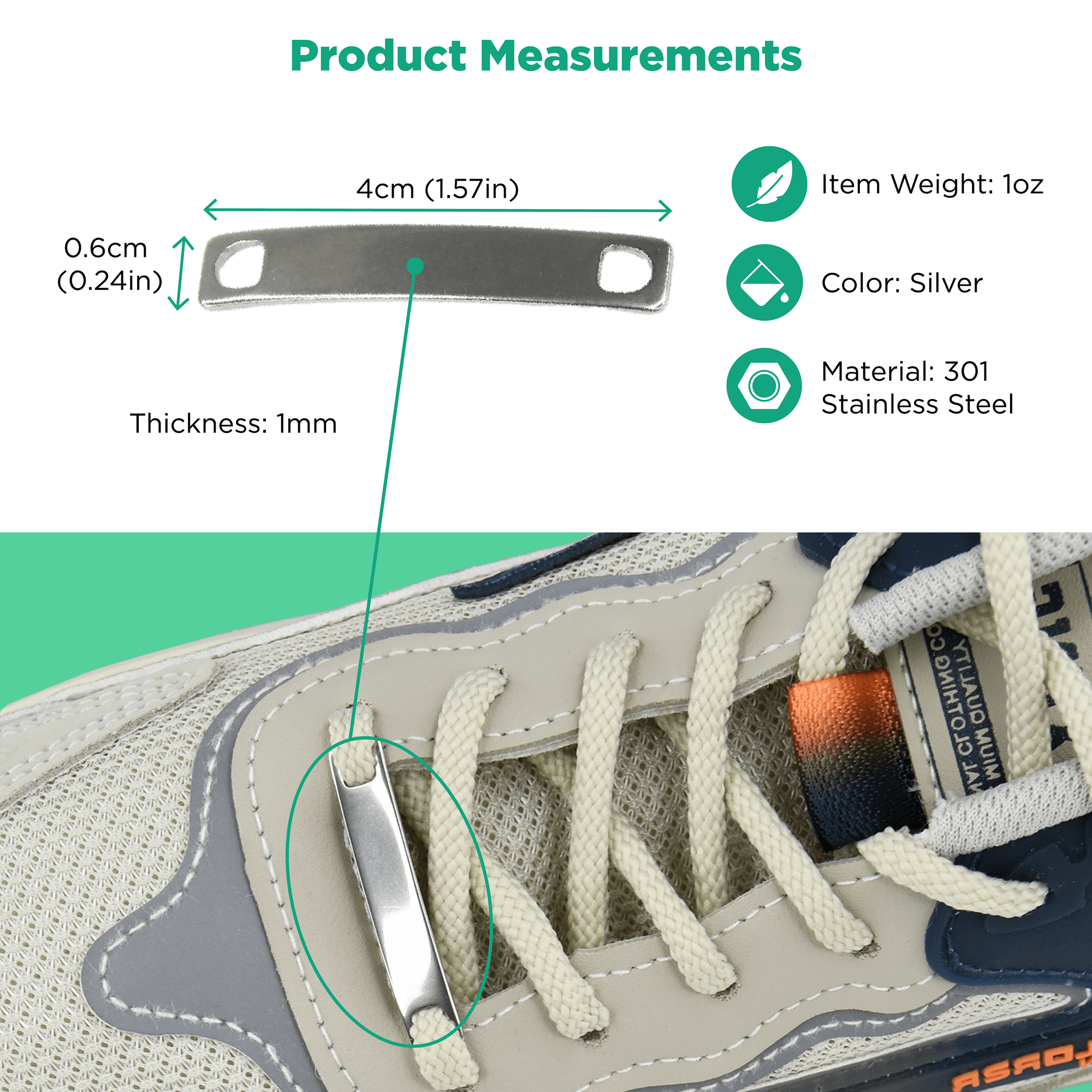 Laserable 2Pcs (1 pair) Metal Shoe Tag - 301 Stainless Steel Blank Plate