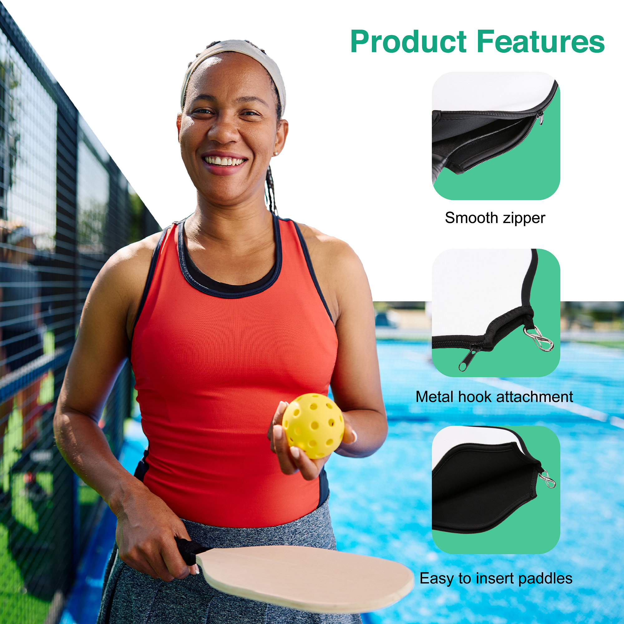 Pickleball paddle with sublimation neoprene cover – protective and customizable