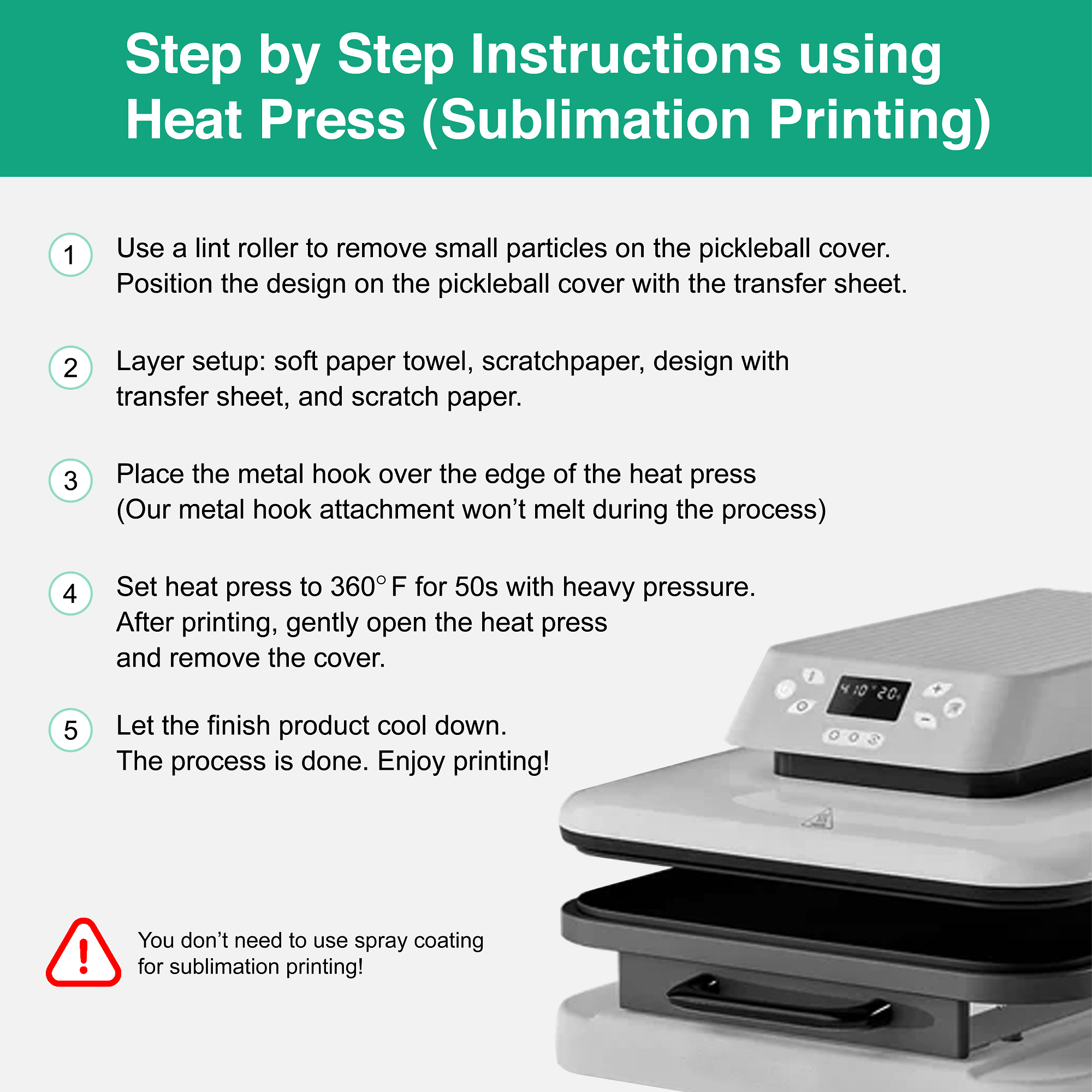 Sublimation printing on neoprene pickleball paddle cover using heat press