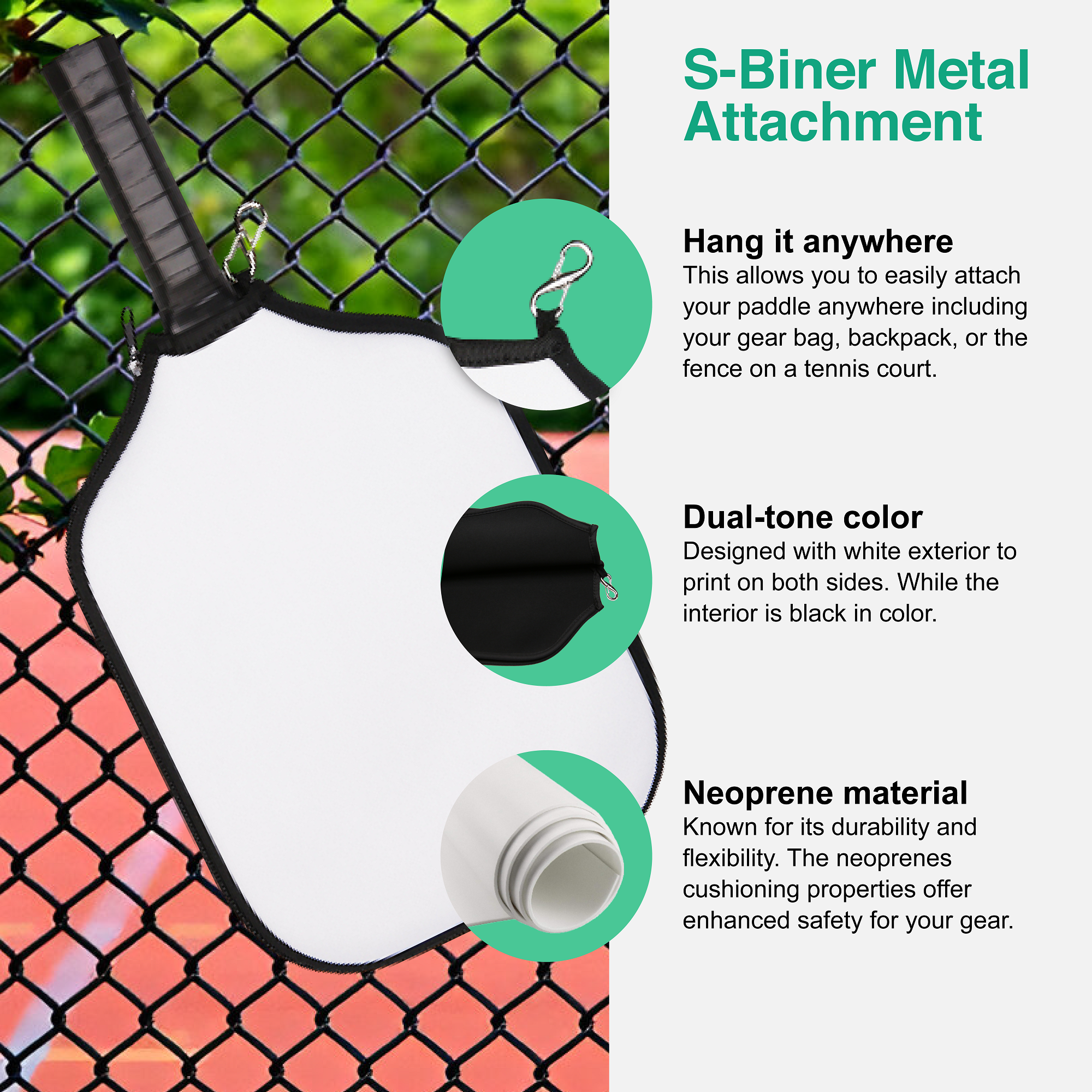 Custom sublimated neoprene pickleball paddle cover – protective case for players