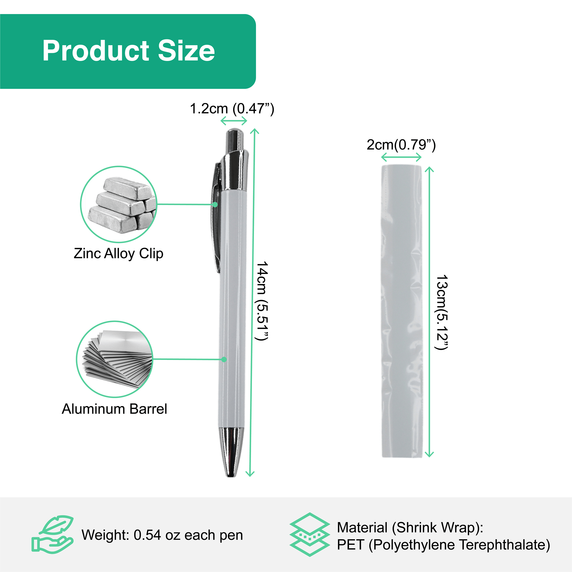 Each pen includes a refillable ballpoint insert, allowing continued use over time and reducing waste.