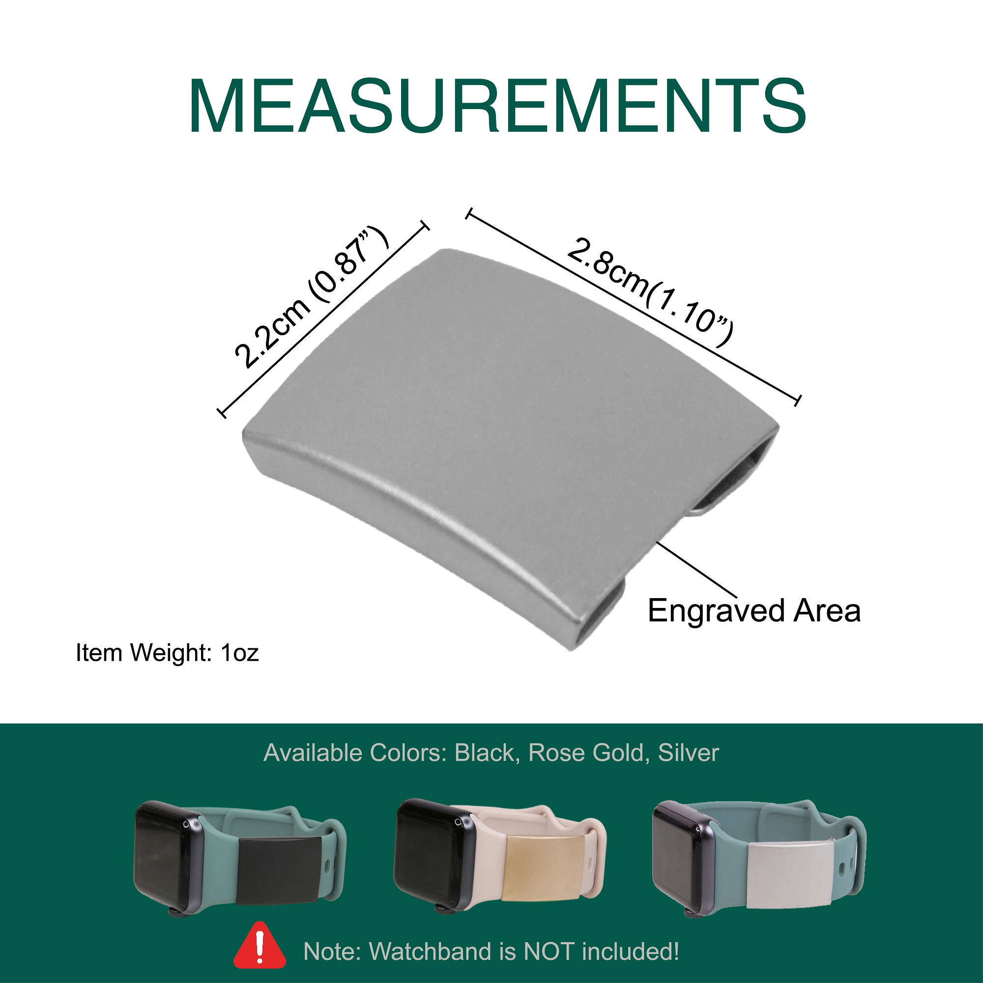 Laser Engraving Blanks Stainless Steel Medical Alert ID Tag for 18mm-22mm Compatible with iOS Watchband