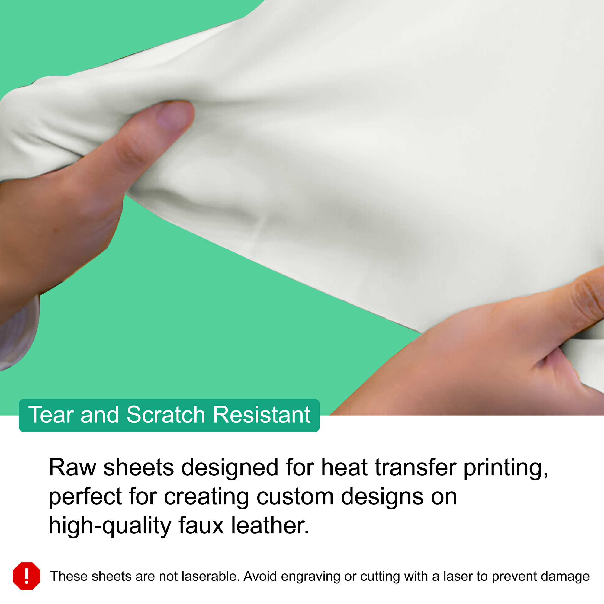 White Blank Sublimation Faux Leather Sheets for Heat Transfer - Not for Laser Cutting