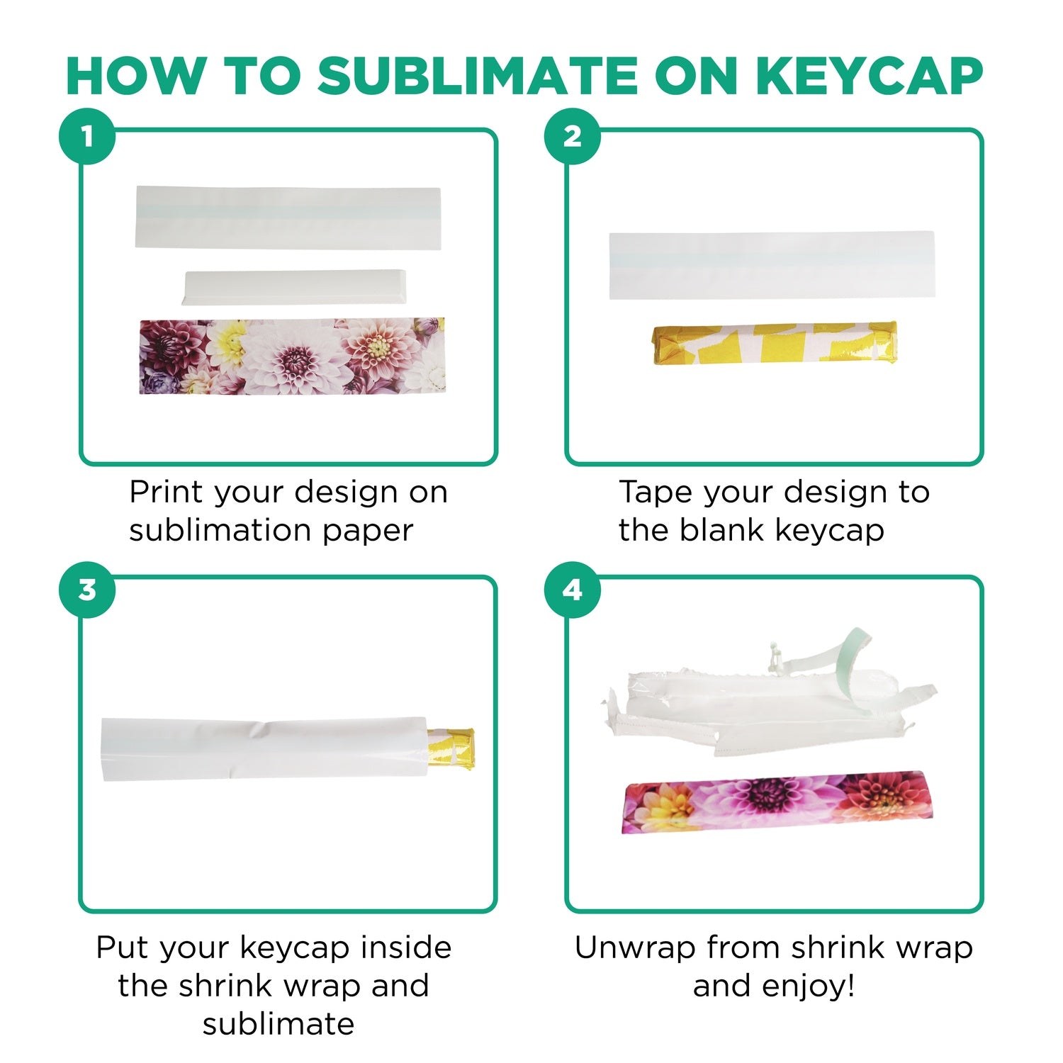 200 pcs. Sublimation Shrink Wrap for Space Keycaps with Peel Line