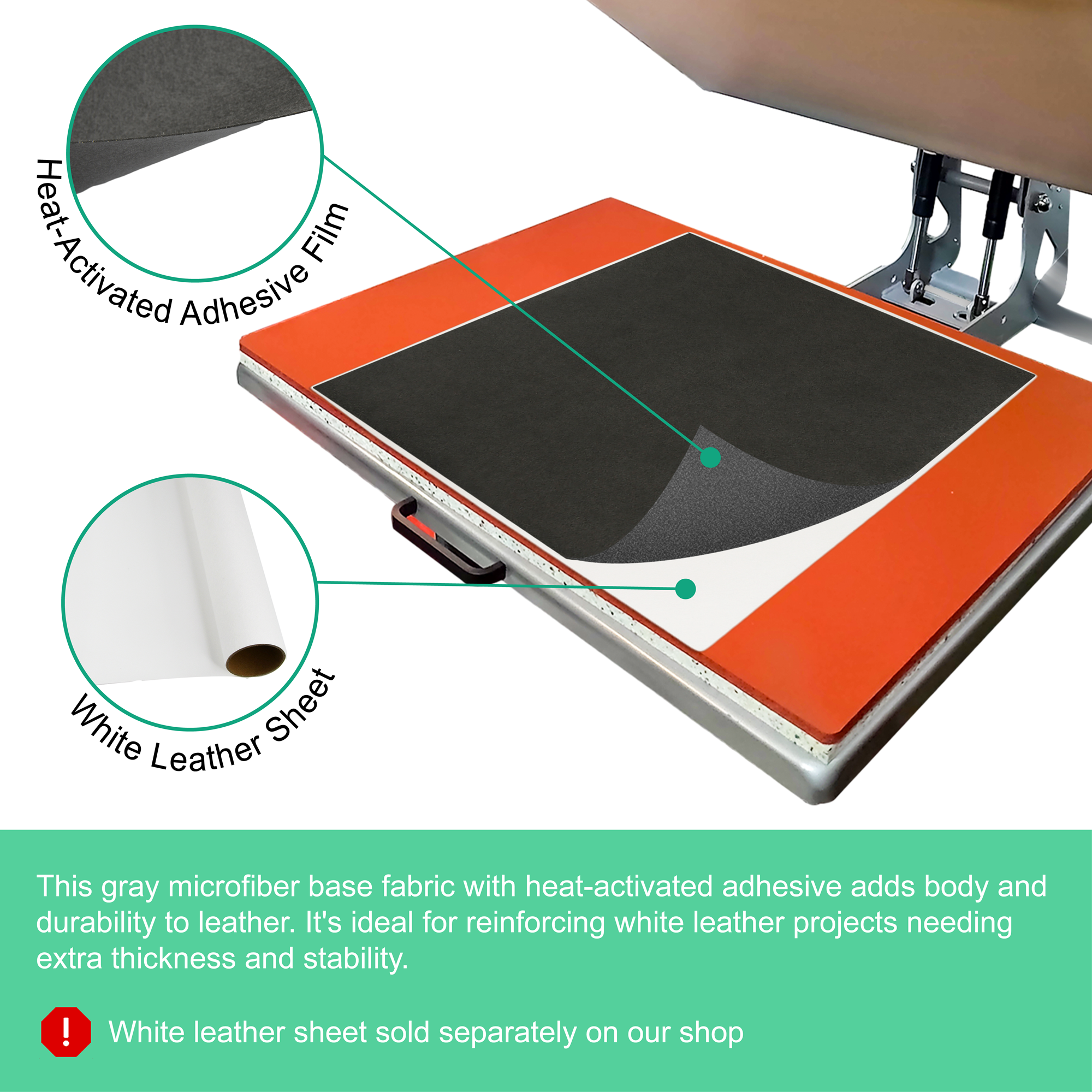 Gray Microfiber Base Fabric with Heat-Activated Adhesive Film – 0.7mm Thick, 30x30cm Sheet