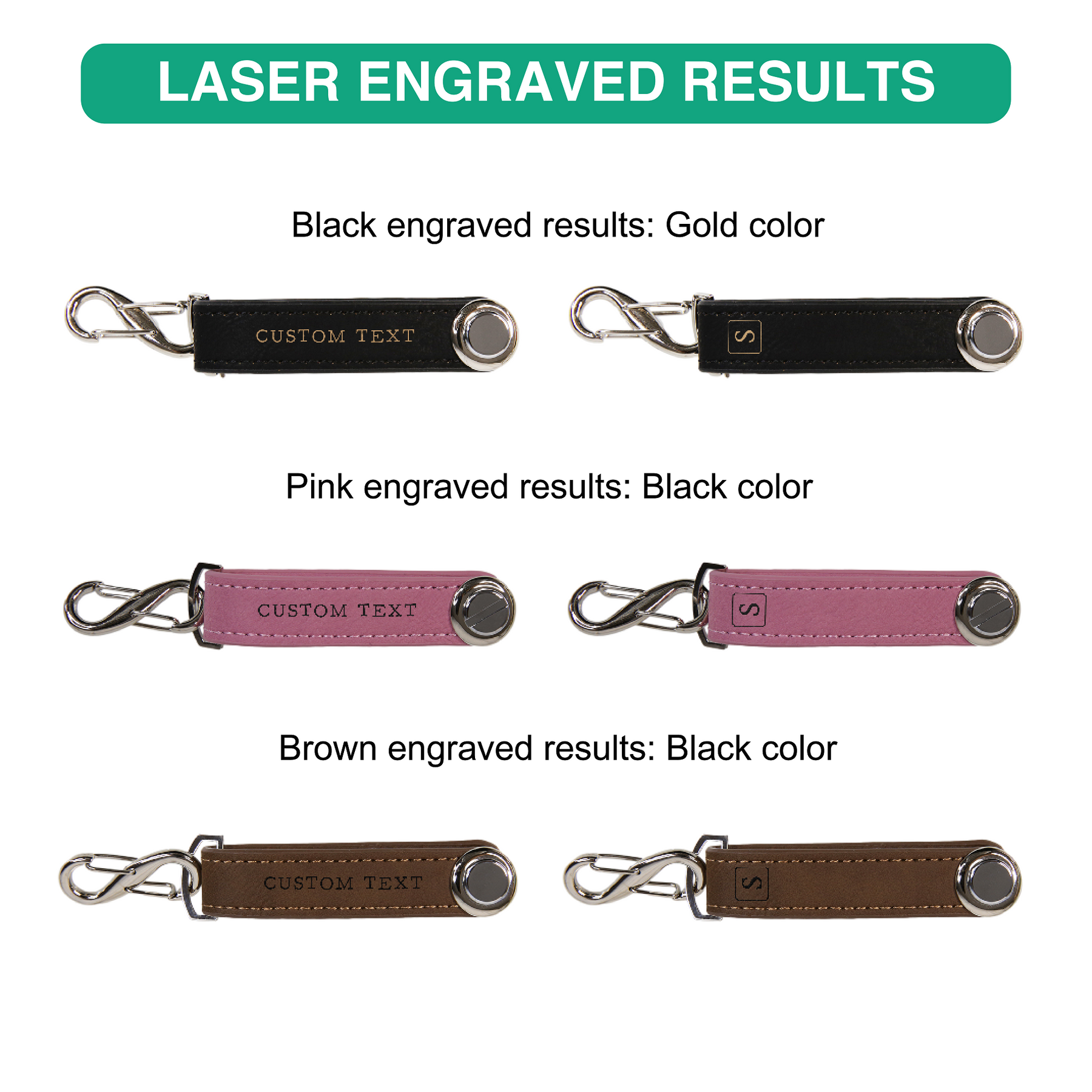 Laserable Leather Key Organizer/Holder (Black, Brown, and Pink)