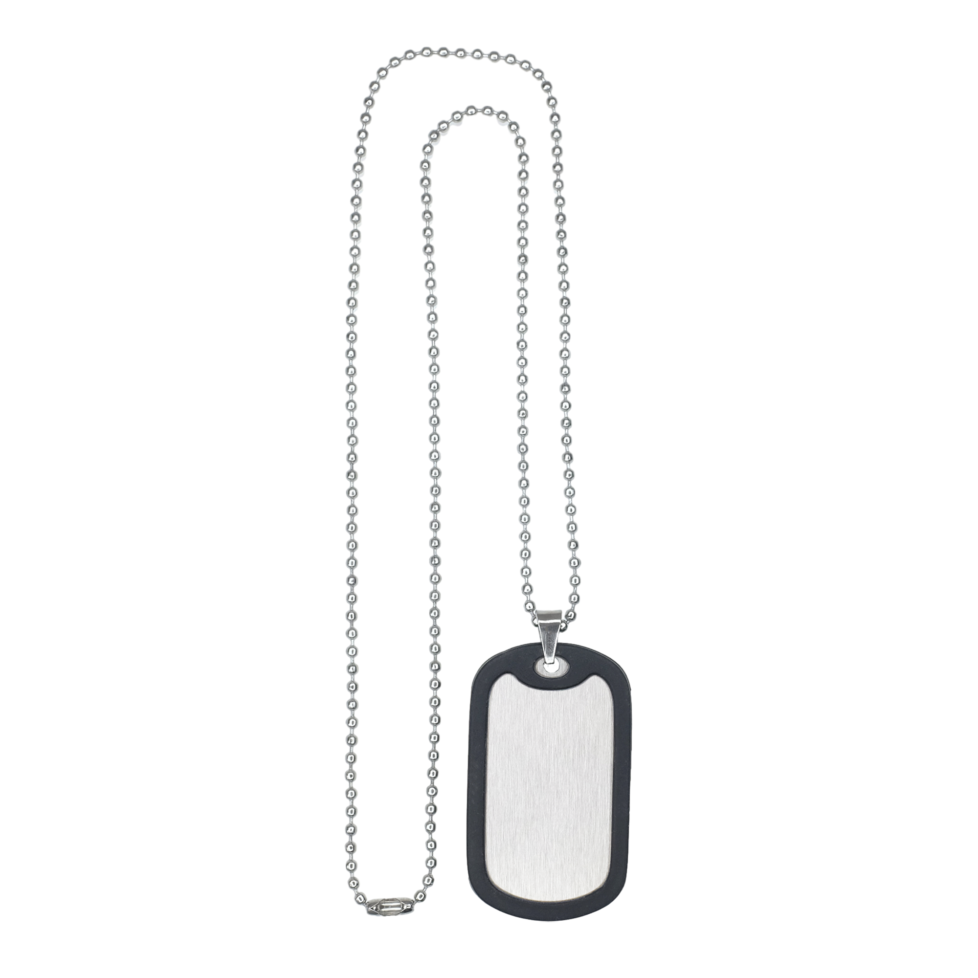 Military Tag Necklace for Men - 304 Stainless Steel Silver Plate w/ Removable Black Silicone Silencer, Laser Engraving Blanks