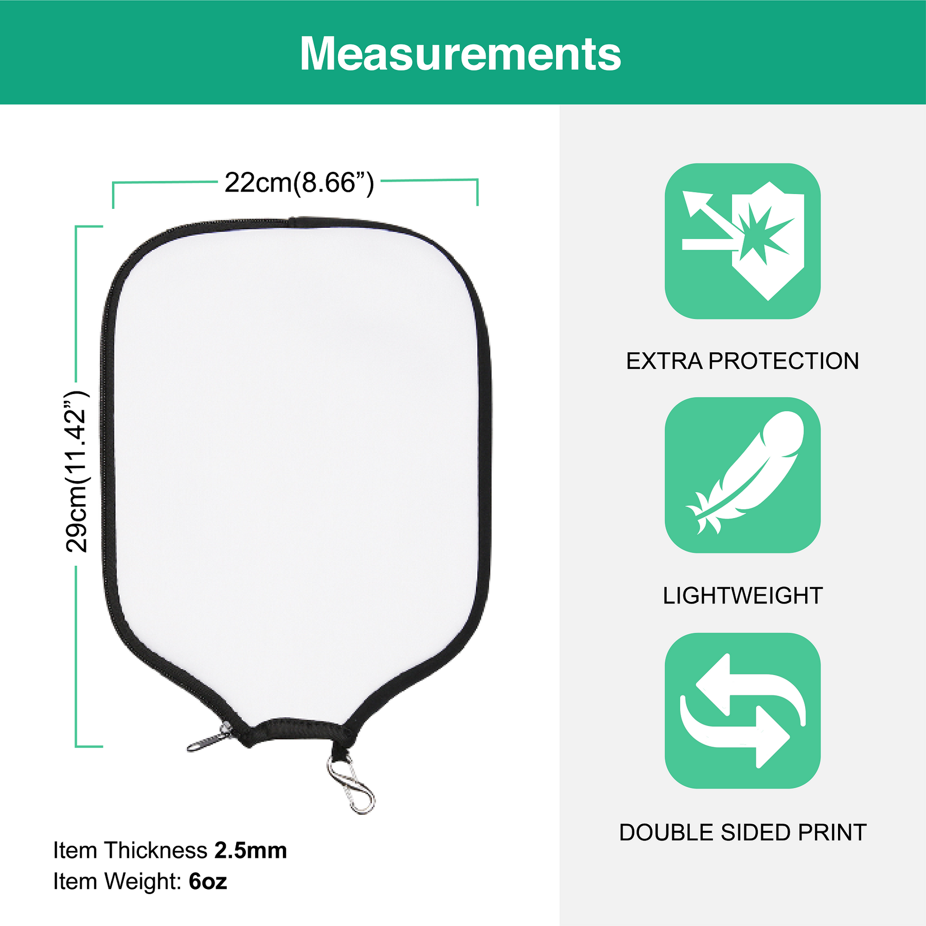 Sublimation Neoprene Cover/Case for Pickleball Paddle