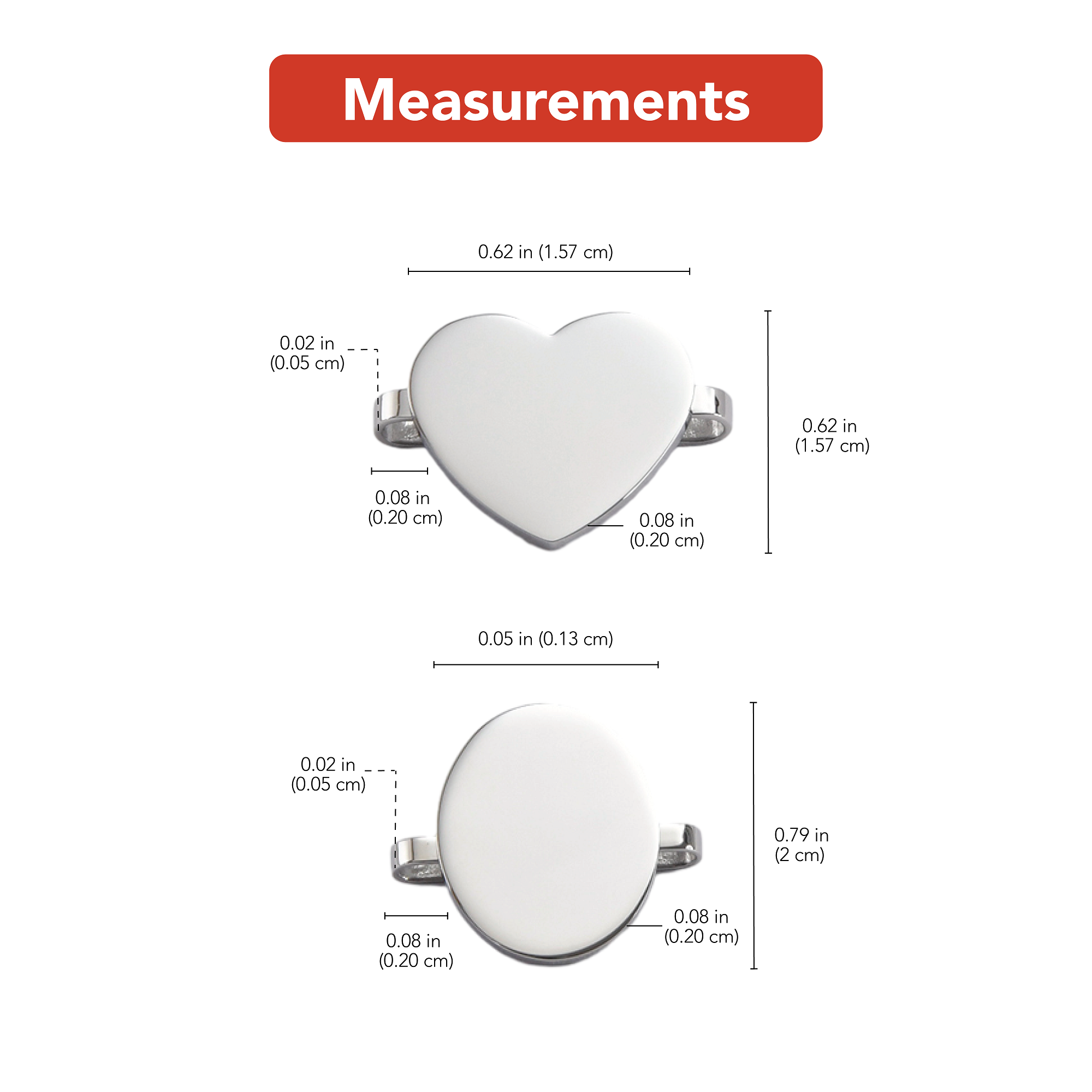 Laserable Heart and Oval Stainless Steel Watch Charm for Silicone Smartwatch IOS Band