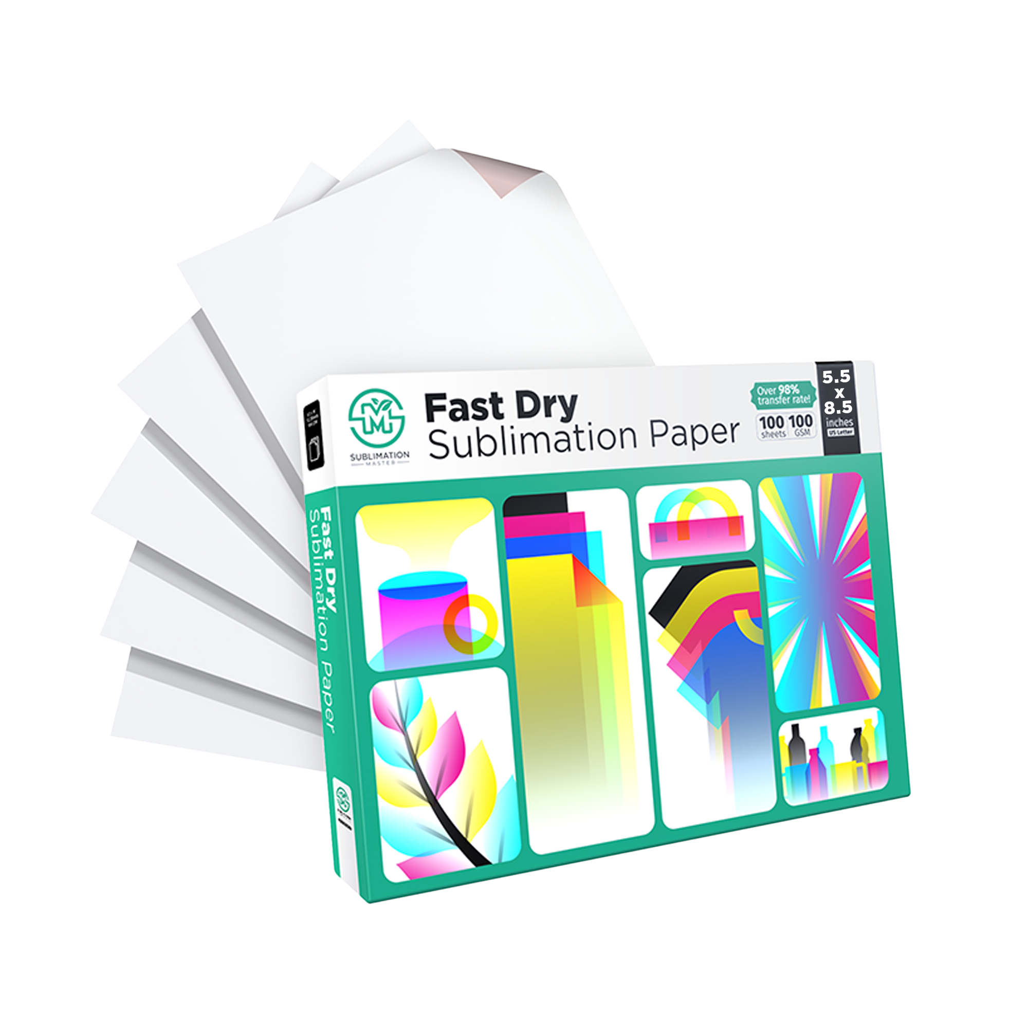 Half US Letter Size Fast dry sublimation paper  5.5 x 8.5" -100 Sheets